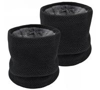 lifwimner 2 Pack Winter Neck Warmer Fleece Infinity Snood Scarf for Mens Women Thermal Knittted Neck Gaiter for Cycling Motorcycle Ski Sports(Black+Black)