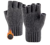 lifwimner Fingerless Gloves for Men Women Winter Thermal Half Finger Gloves Warm Knitted Mittens for Work Typing Driving(DarkGrey)