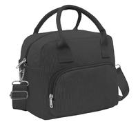 lifwimner Insulated Lunch Bag for Women Men 10L Large Corduroy Lunch Box Soft Reusable Cooler Cooling Tote for Work Picnic Beach (Black)