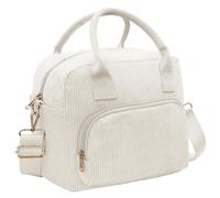 lifwimner Insulated Lunch Bag for Women Men 10L Large Corduroy Lunch Box Soft Reusable Cooler Cooling Tote for Work Picnic Beach (Beige)