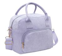 lifwimner Insulated Lunch Bag for Women Men 10L Large Corduroy Lunch Box Soft Reusable Cooler Cooling Tote for Work Picnic Beach (Purple)