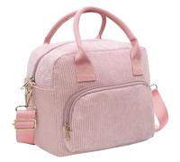 lifwimner Insulated Lunch Bag for Women Men 10L Large Corduroy Lunch Box Soft Reusable Cooler Cooling Tote for Work Picnic Beach (Pink)