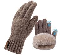 Lifwimner Winter Thermal Touch Screen Gloves for Men With Fleece Lining - Soft Warm Knit for Running Outdoors