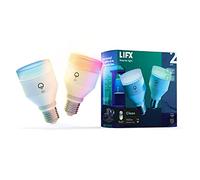 LIFX Clean, A19 1100 lumens, Full Color with Antibacterial HEV, Wi-Fi Smart LED Light Bulb, No Bridge Required, Compatible with Alexa, Hey Google, HomeKit and Siri (2-Pack)