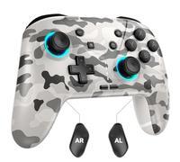 Ligame Switch Controller, Wireless Gamepad Compatible with Switch/Lite/OLED, Windows, Android and iOS, Support to Programming/Turbo/Motion/Wake-up/RGB Functions, White Camouflage