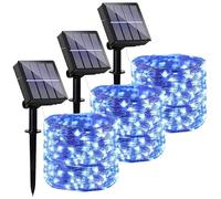 Ligarko Solar Fairy Lights, 3 Pack 14M/46Ft Garden Lights Solar Powered, 120 LED 8 Modes Copper Wire Decorative Solar String Lights for Trees, Garden, Patio, Party (Blue)