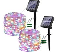 Ligarko Solar Fairy Lights Outdoor, 2 Pack Total 240 LED/80FT Garden Lights Solar Powered Waterproof, 8 Modes Copper Wire Decorative Solar String Lights for Trees, Garden, Party (Multi-Coloured)