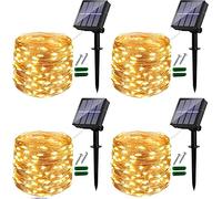 Ligarko Solar Fairy Lights Outdoor, 4 Pack 48Ft Garden Lights Solar Powered Waterproof, 120 LED 8 Modes Copper Wire Decorative Solar String Lights for Trees, Garden, Patio, Party (Warm White)