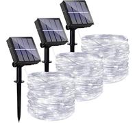 Ligarko Solar Lights Outdoor - 3 Pack 46Ft 120LED Waterproof, 8 Modes Copper Wire Decorative Solar String Lights for Garden, Patio, Yard, Party, Wedding (Cold White)