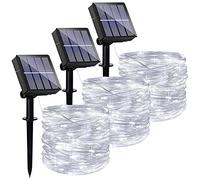 Ligarko Solar Lights Outdoor - 3 Pack 46Ft 120LED Waterproof, 8 Modes Copper Wire Decorative Solar String Lights for Garden, Patio, Yard, Party, Wedding (Cold White) (LI-02)