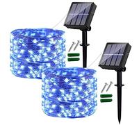 Ligarko Solar String Lights Outdoor, 2 Pack 120LED Solar Garden Lights Waterproof, 14M/46Ft 8 Modes Indoor/Outdoor Fairy Lights Copper Wire Decorative Lighting for Patio, Yard, Party, Wedding (Blue)