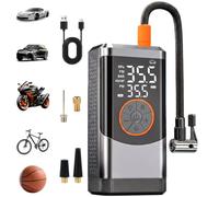 LIGBT Electric Air Pump Battery Mini Compressor for Car Tyres 150 PSI with Digital Display, Aku Bicycle Pump for Car, Motorcycle, Balls, with Auto Stop, Pressure Gauge, LED Light & Power Bank