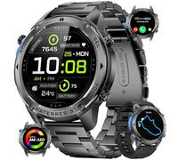 LIGE GPS Men's Smart Watch, Compass Smart Watch, 1.43 Inch AMOLED/600mAh/170+ Sports Modes Built-in GPS Watch, IP68 Swimming Mode Waterproof Pedometer, Smartwatch for iOS Android, Black
