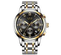 LIGE Mens Watches Chronograph Analogue Classic Quartz with Date Waterproof Black Dial Stainless Steel Casual Wrist Watch for Men