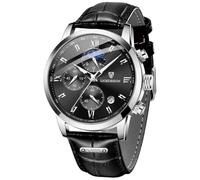 LIGE Mens Watches, Chronograph Watches for Men, Quartz Analogue Display, Soft Leather Strap, 3ATM Water Resistance，Luminous Hands, Calendar Function, Casual Fashion Sport Accessories, Black