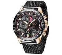 LIGE Mens Watches Elegant Designer Waterproof Stainless Steel Black Sport Analog Quartz Military Watch for Men Dress Business Chronograph Wristwatch