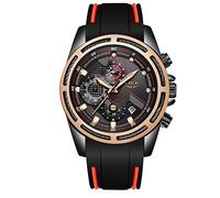 LIGE Mens Watches Elegant Waterproof Silicone Strap Wrist Watch for Men Black Sport Analog Quartz Gents Designer Dress Business Military Chronograph