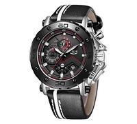 LIGE Mens Watches Fashion Waterproof Quartz Analog Watch Men Black Sports Chronograph Stainless Steel Silver Leather Wristwatch
