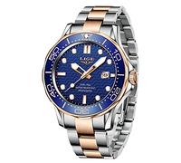 LIGE Men's Watches Waterproof Chronograph Moonphase Analog Quartz Blue Silicone Strap Wrist Watches for Men…