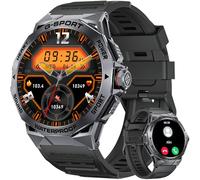 LIGE Military Smart Watch for Men(2 Straps),1.43" AMOLED Screen Always on Display Smartwatch for Android iOS with 100+ Sports Modes,HealthTracker,Bluetooth Call Fitness Tracker Watch Silicone Strap