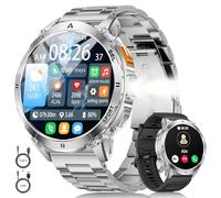 LIGE Military Smart Watch for Men with Bluetooth Call,1.62" AMOLED 730mAh with LED Flashlight/,100+ Sports Mode Tactical Fitness Tracker/Heart Rate Sleep Health Monitor/IP68 Waterproof for Android iOS