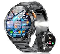 LIGE Military Smart Watch for Men with Bluetooth Call,1.62" AMOLED with LED Flashlight/730mAh,100+ Sports Mode Tactical Fitness Tracker/Heart Rate Sleep Health Monitor/IP68 Waterproof for Android iOS