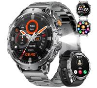 LIGE Military Smartwatch for Men-Bluetooth Calls,1.85" Fitness Tracker with 1000mAh Battery/LED Flashlight/Heart Rate/Sleep Monitor,100+Sports Modes,IP68 Waterproof Smart Watch for Android IOS, Black