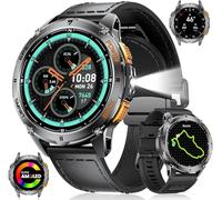LIGE Smart Watch for Men GPS,Military Smartwatch for Android iOS with Flashlight/Compass&Pressure&Altitude,1.43" AMOLED Display,20 Days Battery Life,Bluetooth Call,IP68 Smartwatch