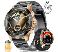LIGE Smart Watch for Men, Smartwatch with LED Flashlight for Android/iOS, IP68 Waterproof, 300+ Watch Faces, 24/7 Heart Rate/Sleep Monitor, Make/Answer Call, Rose Gold Case with Black Bezel
