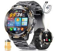 LIGE Smart Watch for Men, Smartwatch with LED Flashlight for Android/iOS, IP68 Waterproof, 300+ Watch Faces, 24/7 Heart Rate/Sleep Monitor, Make/Answer Call, Black Case with Rose Gold Indices