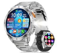 LIGE Smart Watch for Men with 730mAh Battery, 1.62" AMOLED HD Touch Screen, Military Smartwatch with LED Light, Sleep Monitor, IP68/3ATM Waterproof, 110+ Sports Modes, Android/iOS Compatible Silver