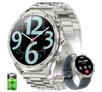 LIGE Smart Watch for Men with Bluetooth Call,1.85" HD Large Screen with LED Flashlight/710mAh,100+Sports Mode Tactical Fitness Tracker/Heart Rate Sleep Health Monitor/IP68 for Android iOS Silver