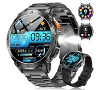 LIGE Smart Watch for Men with LED Flashlight, 1,62" HD AMOLED Display 730mAh Military Smartwatch with Answer/Make Calls, 3ATM Waterproof Pedometer with 24/7 Heart Rate/Spo2 for iOS Android, 2 Cables