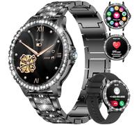 LIGE Smart Watch Women Bluetooth Phone Calls for Android iOS Fitness Tracker 1.32" HD Elegant Diamond Ladies Smartwatch Black Steel,Heart Rate/Sleep Monitor Calorie,Pedometer,100+ Sport Mode