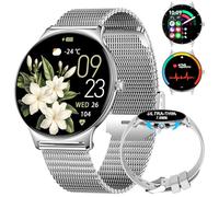 LIGE Smart Watch Women for Android iOS with Bluetooth Phone Calls 7mm Thin Round 1.43" AMOLED Elegant Ladies Smartwatch Silver,Calories, Pedometer,Heart Rate,Sleep Monitor 100+ Sport Mode