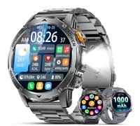 LIGE Smartwatch Men's 1000 mAh Battery, 1.75 Inch AMOLED Large Display/Bluetooth Phone Function/Torch, 120+ Sports Modes, Fitness Watch, SpO2/Heart Rate/Sleep Monitor, IP68 Waterproof for Android iOS