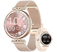 LIGE Smartwatch Women's Bluetooth Calls for Android iOS 1.19 Inch AMOLED Always-on Display Diamond Rose Gold Mesh Women Smart Watch Small, Heart Rate, Sleep Monitor, 100+ Sports Activity Tracker