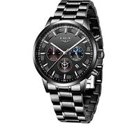 LIGE Steel Men Watches Casual Sport Waterproof Wristwatch Chronograph Analog Quartz Clock Men Fashion Dress Business Watch Men Date Black Silver Watch
