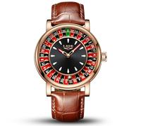 LIGE Watches Men's Quartz Analogue Watch Men, European Compass Design, Genuine Leather Strap, 3AM Waterproof (30M), Men's Watch Luminous Hands, Business Outdoor Leisure, rosé, Strap.