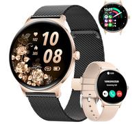 LIGE Women's Smart Watch for Android iOS Bluetooth Phone Calls 7mm Ultra-thin 1.43" AMOLED Black Mesh Ladies Smartwatch,Heart Rate/Sleep Monitor,Menstrual Cycle/Pedometer/Calories,100+ Sport Mode