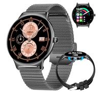 LIGE Women's Smart Watch for Android iOS Bluetooth Phone Calls 7mm Ultra-thin 1.43" AMOLED Ladies Smartwatch Black Mesh,Heart Rate/Sleep Monitor,Menstrual Cycle/Pedometer/Calories,100+ Sport Mode