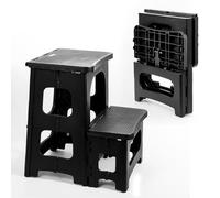 Ligebul 2-Step Stool Foldable, Plastic Steps Stool Folding Step Ladder Two Stepstools Collapsible Step Stools for Adults for Kitchen Home Bathroom RV, Pool Ladder Above Ground-Black