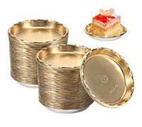 Ligeinsrk 100Pcs Mini Cake Boards, 3 Inch Round Cake Boards Gold Mousse Pans with Coated Greaseproof Base PET Perfect for Decorating, Mini