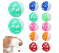 Ligeinsrk 12Pcs Cat Toy Ball with Bell, 1.5 Inch Colorful Mesh Hollow ABS Plastic Cat Bell, Jingle Voice and Attractive Colors Interactive Toys for Kitten, Color Random, Toy Ball