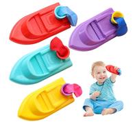 Ligeinsrk 4PCS Balloon Launcher Toy, 3.5x1.8x1.2 Inch Plastic Balloon Powered Boat, Portable Toddler Games, Car Toy Pump Set, Launcher