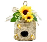 Ligeinsrk Bee Hive Decor, Natural Beehive Decor with Sunflower, Rustic Bee House Decorations for Spring/Summer Home Farmhouse Kitchen Table Tiered Tray, Honey