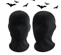 Ligeinsrk Black Full Face Mask 2Pcs Ice Silk Breathable Sunproof Unisex Full Head Mask Free Size Quick Drying Elastic Halloween for Cosplay Party Costume, Black Face