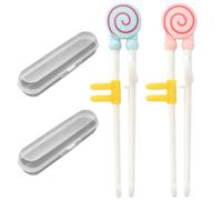 Ligeinsrk Kids Chopsticks Training 2 Pairs Chopsticks Helper Cartoon Lollipop Child with Case, Safe Material Learning Practice for Beginners Kids Training