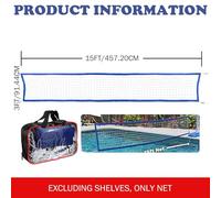 Ligeinsrk Pool Volleyball Net, 15×3ft Adjustable Beach Volleyball Net with Portable Bag, Heavy Duty Pool Games for Garden, Water Games, Outdoor, Badminton
