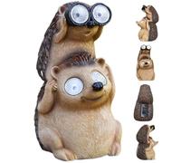 Ligeinsrk Solar Garden Ornaments 4x4x7 Inch Resin Hedgehog Garden Decor with LED Lights Cute Hedgehog Solar Statues Funny Animal Lights for Patio Porch Backyard Gift
